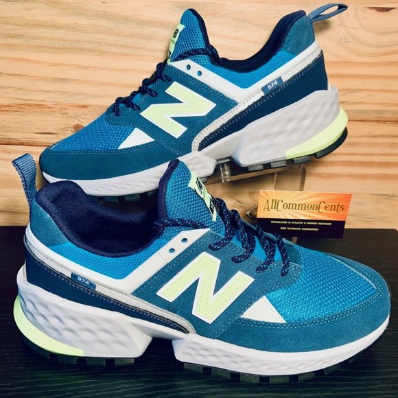 New Balance 574 Men's Running Training Shoes Size Teal Lime NEW - Picture 1 of 8